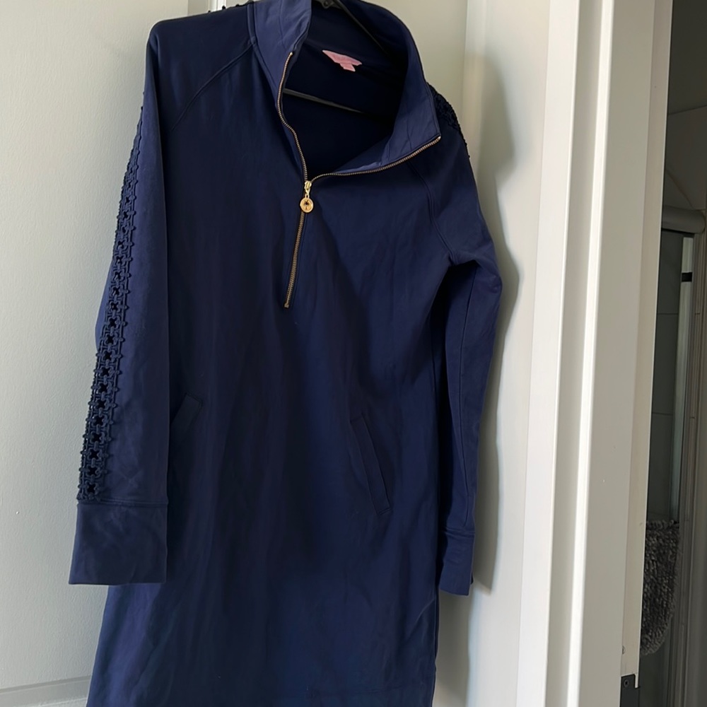 Lily Pulitzer navy zip up sweater dress